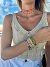 Wayuu Skinny Bracelet -  Nature Green