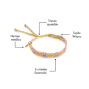 Wayuu Skinny Bracelet (6 cristales)-  Limon