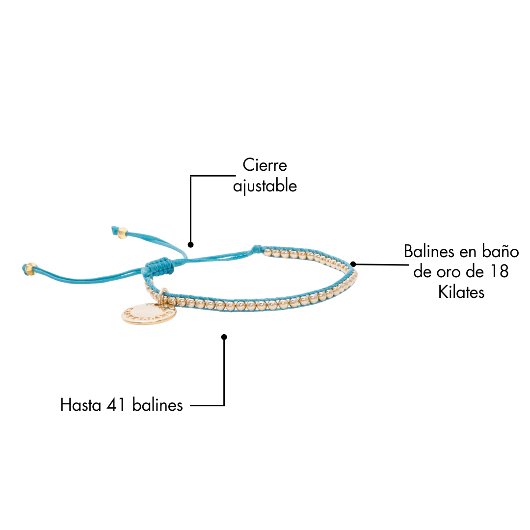 Pulsera Gold Power. Color Aguamarina