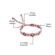 Wayuu Skinny Bracelet (6 cristales)-  Vinotinto