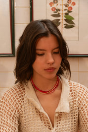 Miyuki necklace stack - Scarlet