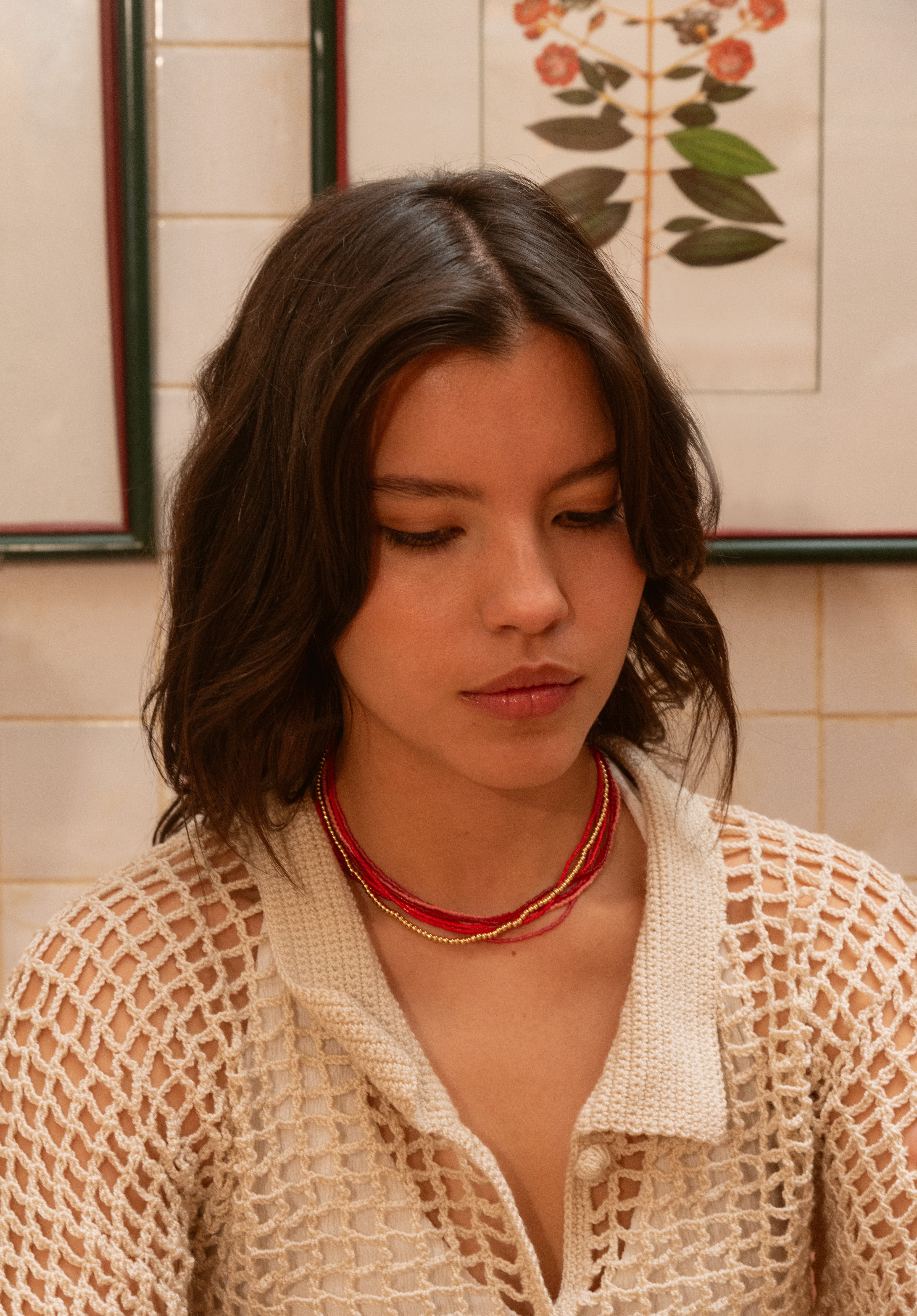 Miyuki necklace stack - Scarlet