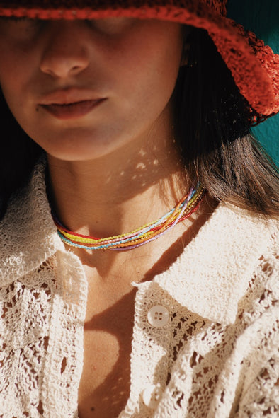 Miyuki necklace stack - Rainbow