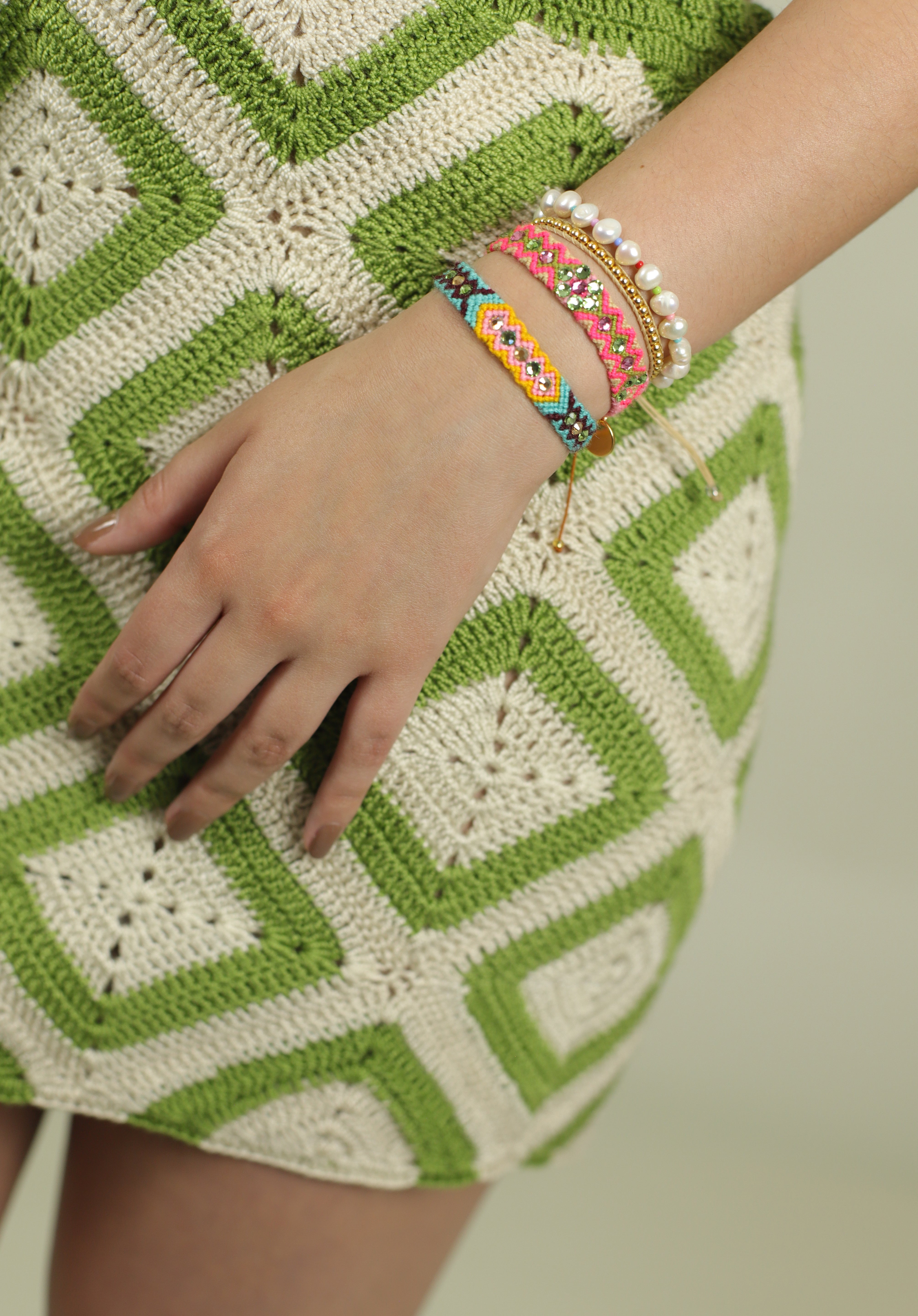 Wayuu Skinny Bracelet -  Aqua