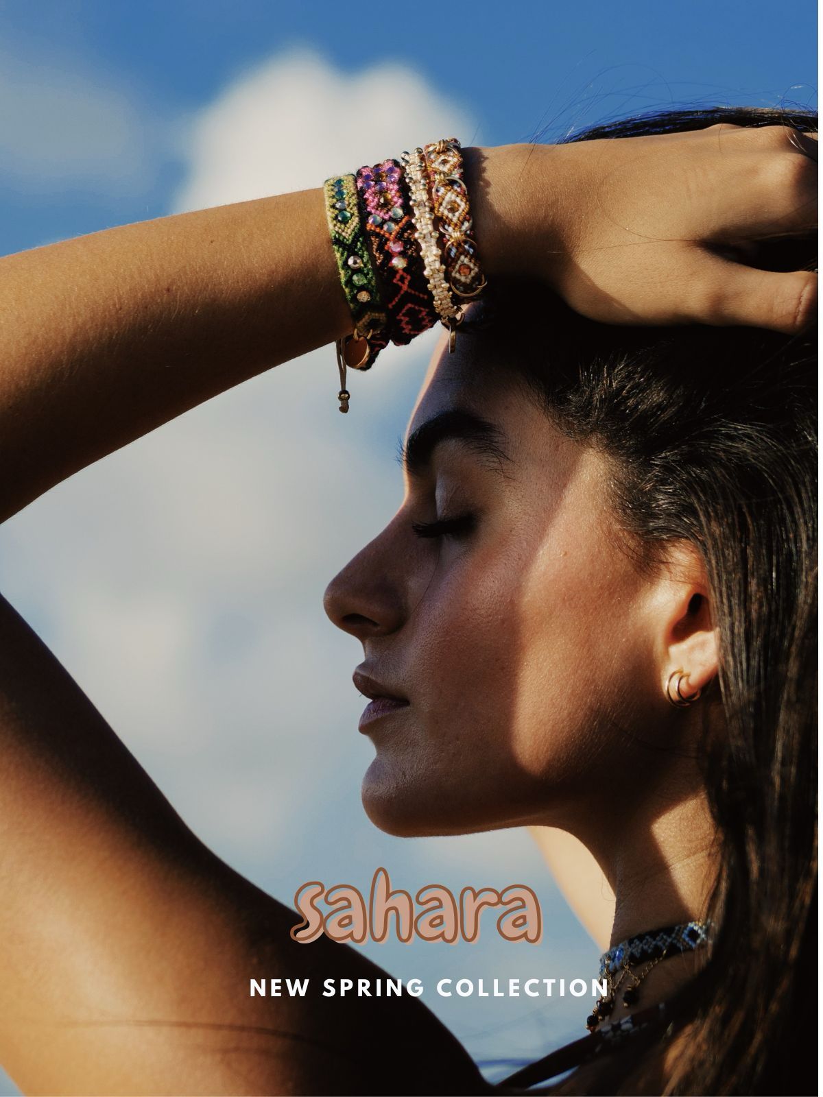Wayuu Skinny Bracelet (5 cristales) - Nature Green