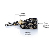 Pulsera Wayuu Good Vibes Black
