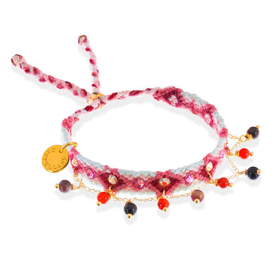 Pulsera Wayuu Free Spirit Stones - Vinotinto