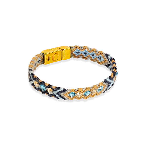 Wayuu Skinny Gold Clasp - Beach Blue