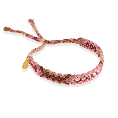 Wayuu Skinny Bracelet (5 cristales)-  Pink Aura