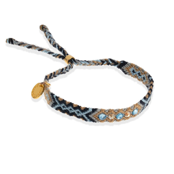 Wayuu Skinny Bracelet (5 cristales) - Beach Blue