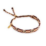 Wayuu Skinny Bracelet (6 cristales)-  Marrón