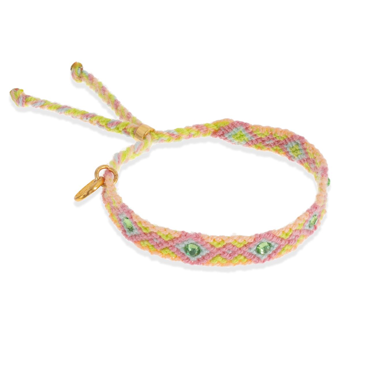Wayuu Skinny Bracelet (6 cristales)-  Limon