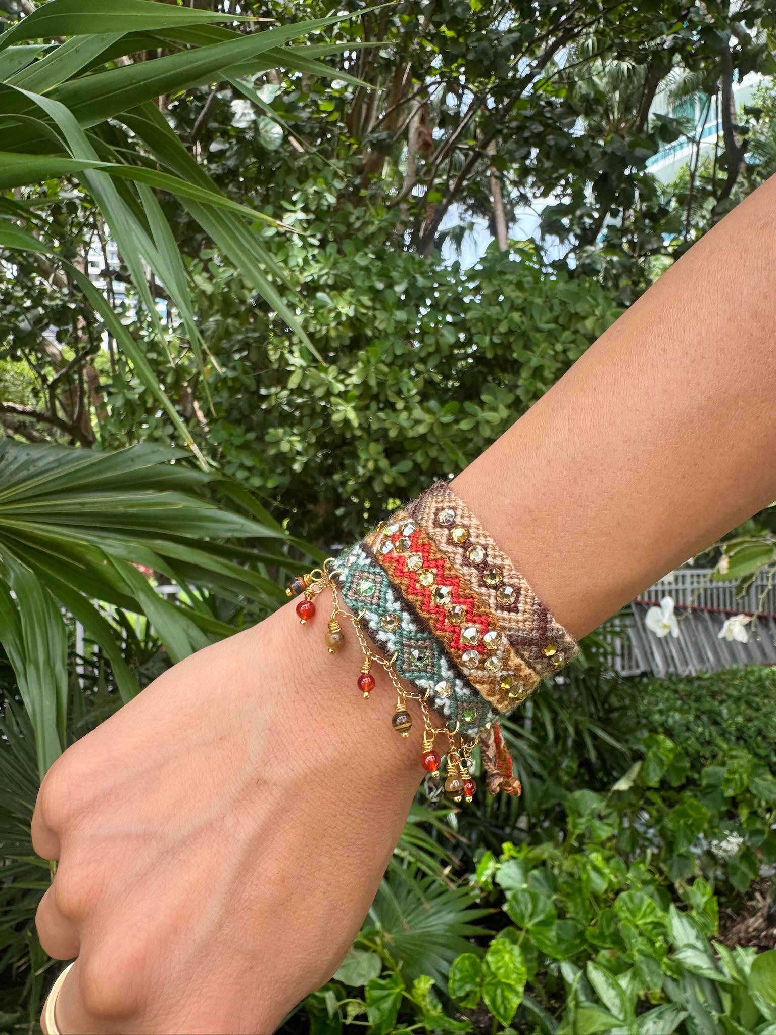 Pulsera Wayuu Free Spirit Stones - Sierra verde