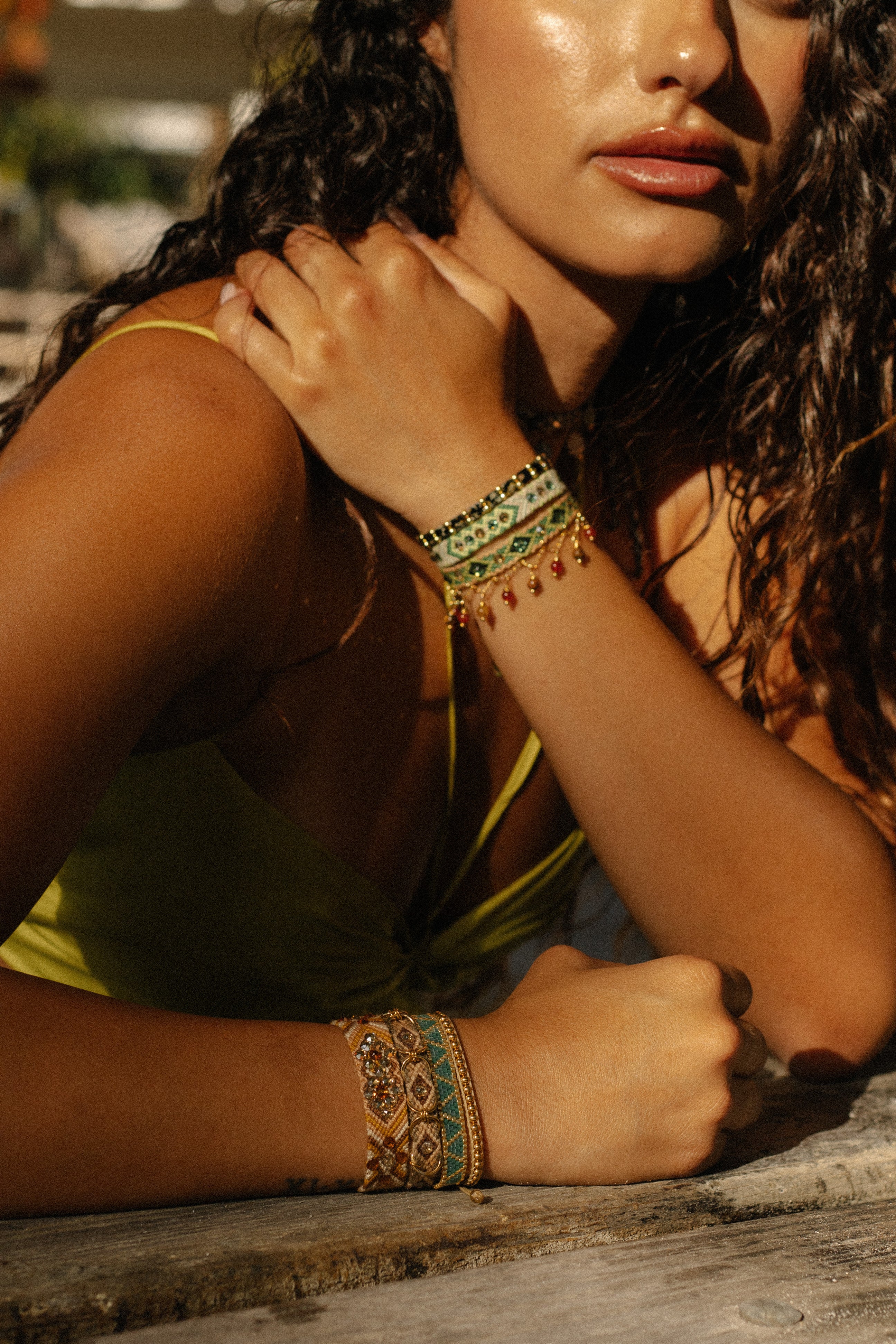 Pulsera Wayuu Free Spirit Stones - Nature Green