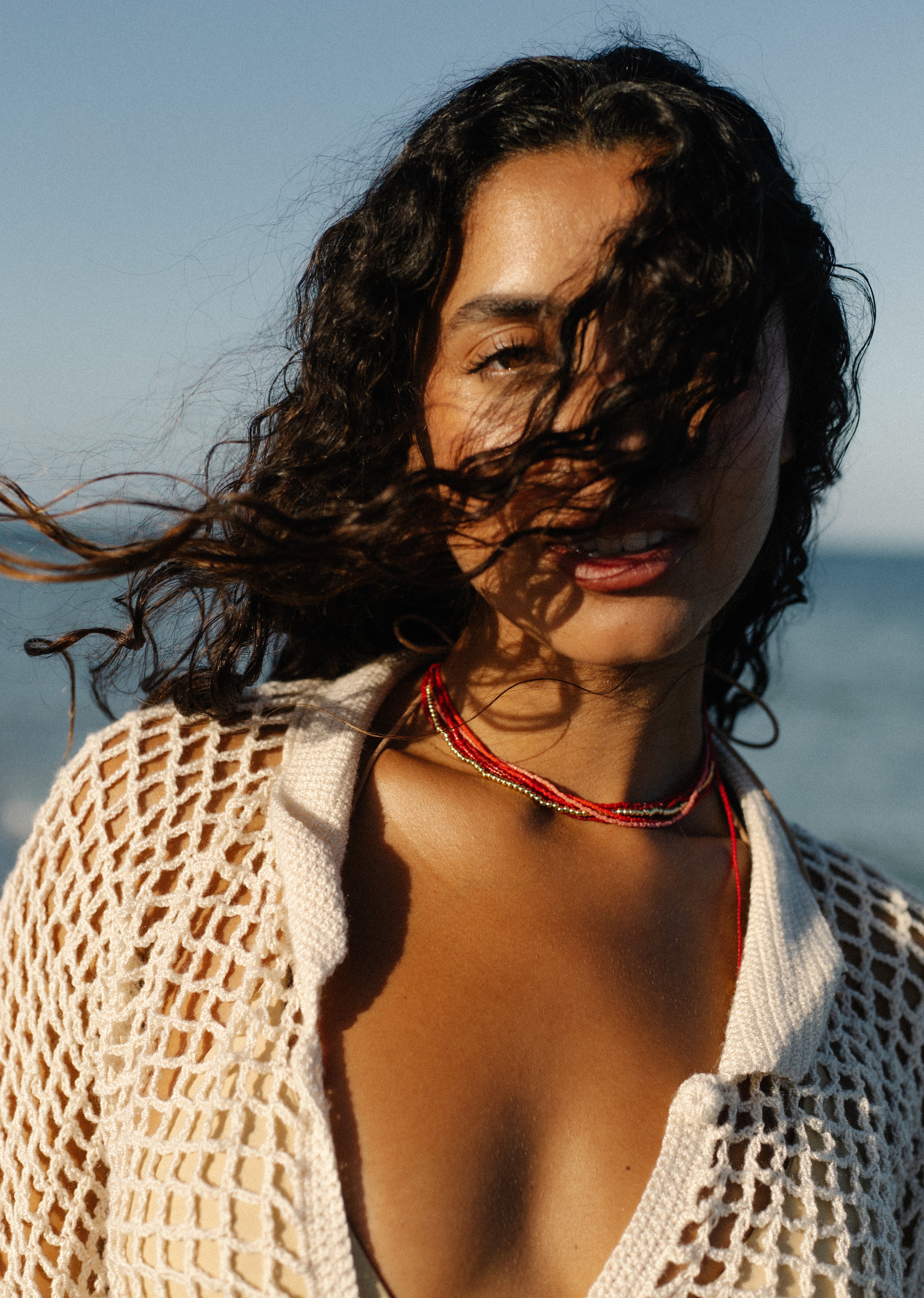 Miyuki necklace stack - Scarlet