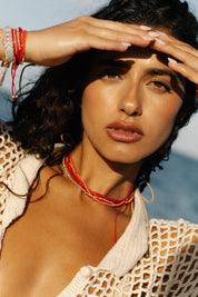 Miyuki necklace stack - Scarlet