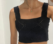 Top Makki unicolor crochet - Negro