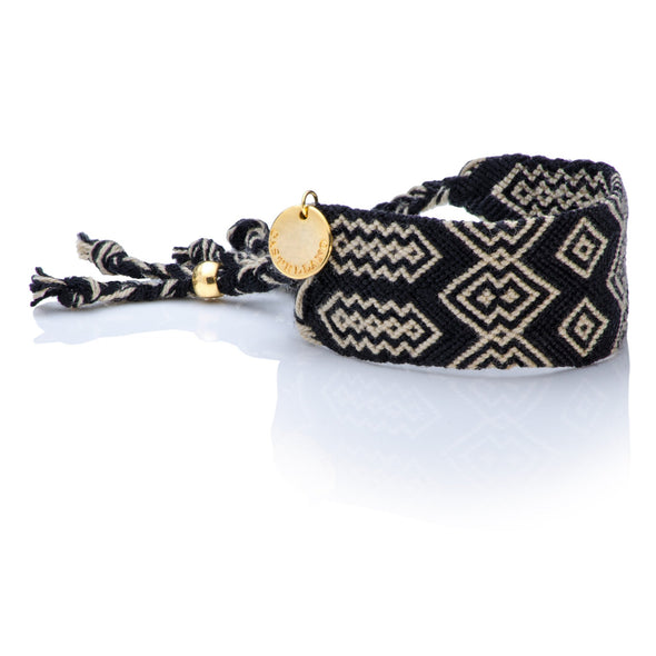 Pulsera Wayuu Good Vibes Black