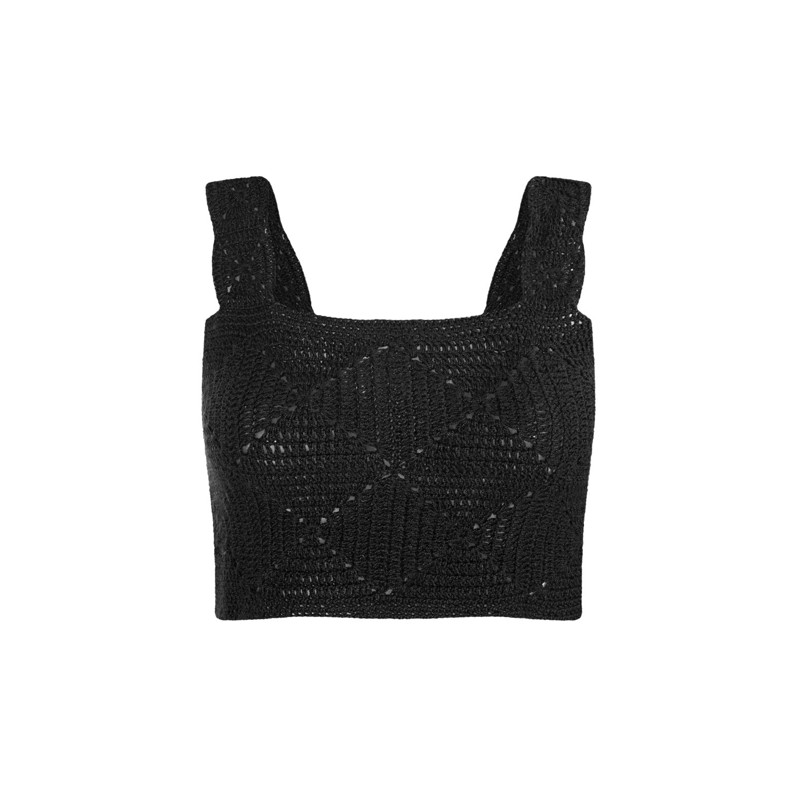 Top Makki unicolor crochet - Negro