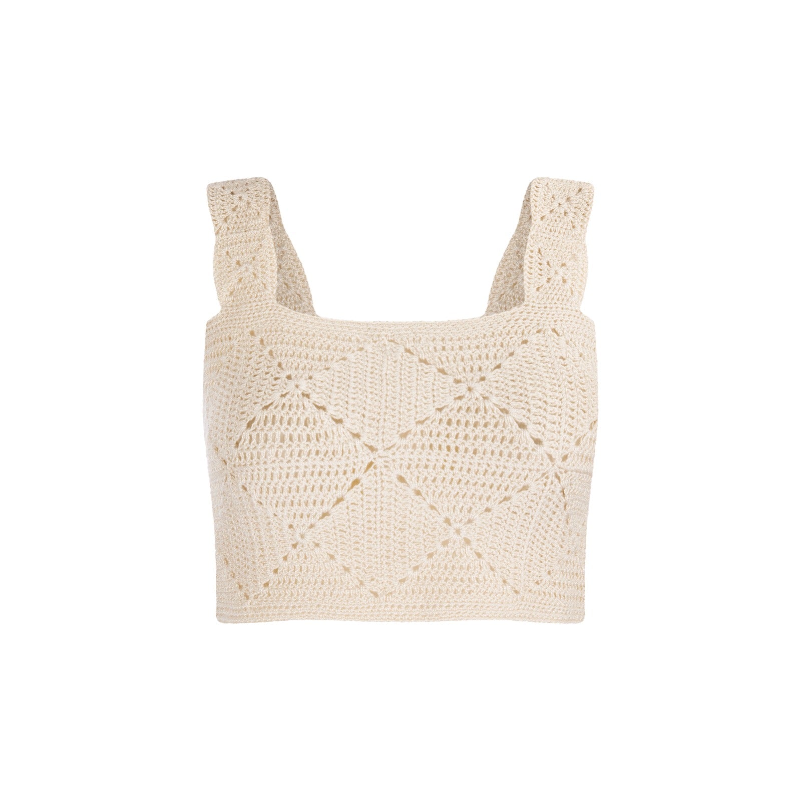 Top Makki unicolor crochet - Crema